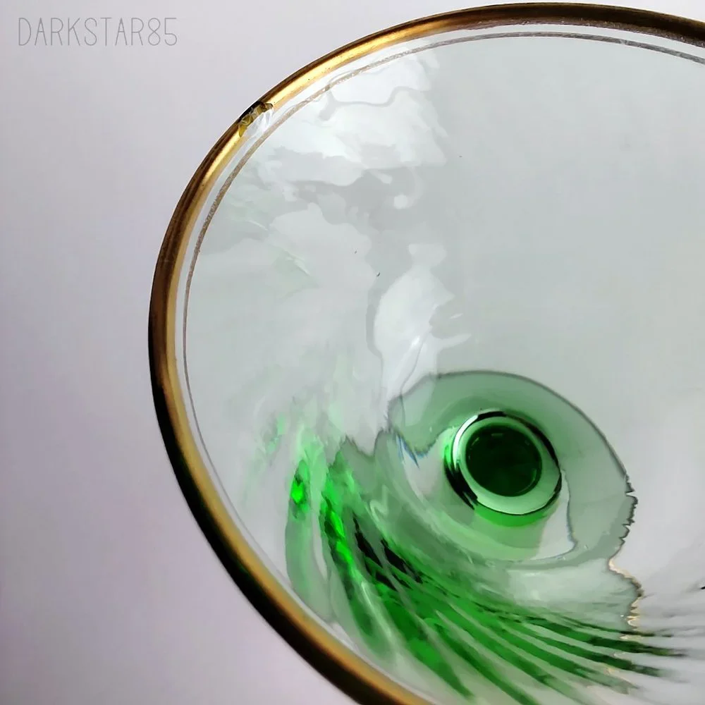 Pair of Vintage Green Gold-Trimmed Small Stemware Glasses - Picture 5 of 8